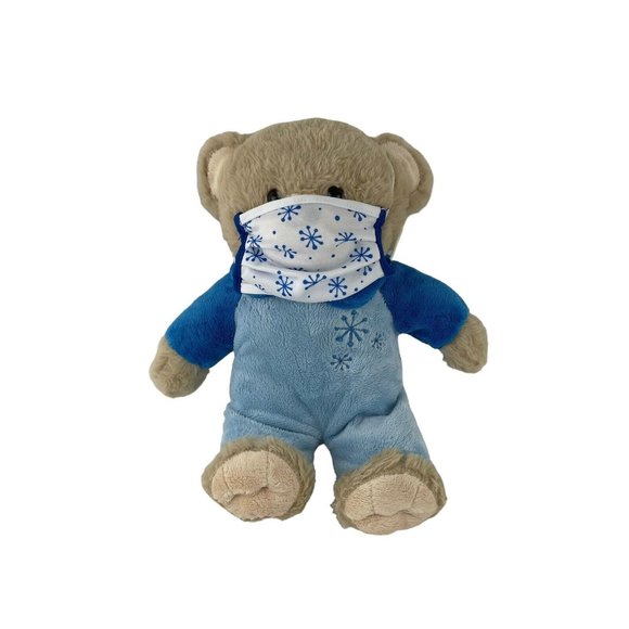 Inter-American Products Teddy Bear 12" Plush Blue Snowflake Face Mask 2020 - Picture 1 of 7